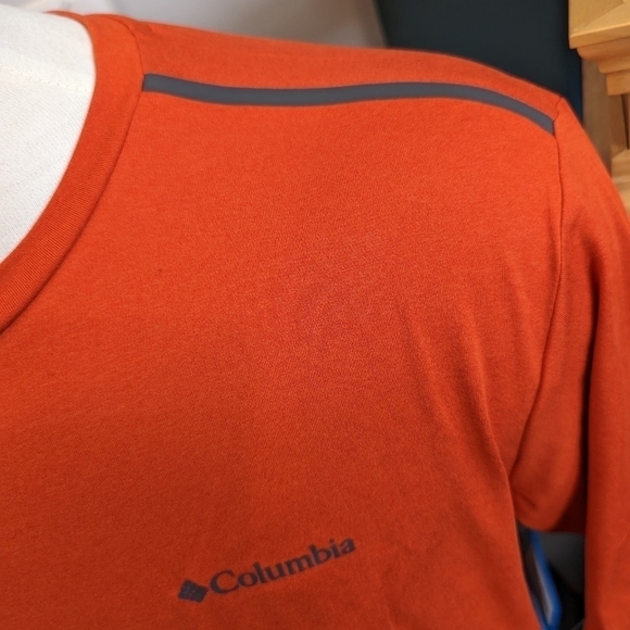 Columbia  Crew Neck Shirt - Men's Tech Trail Orange Tee, Size Large Tall - Picture 6 of 10